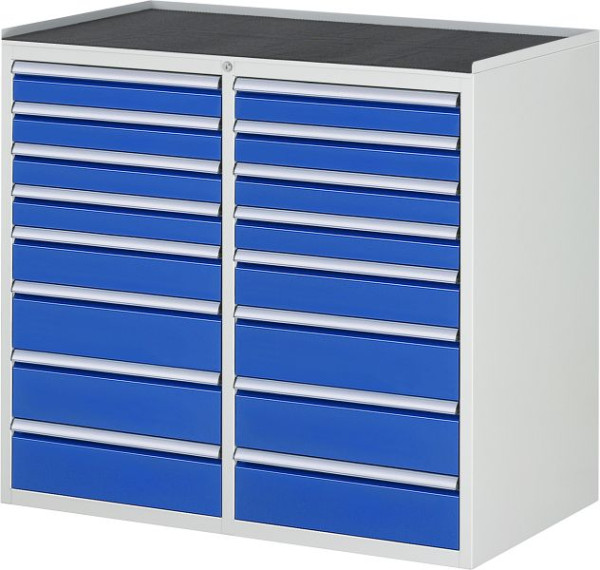 Armoire à tiroirs RAU série 7000 L1145xP650xH1035mm, tiroirs gauche 4xH90, H120, 3xH150mm, droite 4xH90, H120, 3xH150mm, support métallique, 03-LL7.8.8A-MT.11