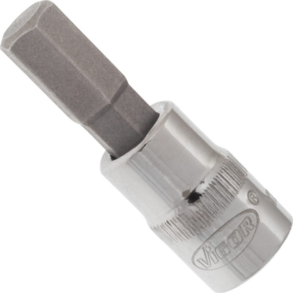 Embout de tournevis VIGOR, carré creux 6,3 mm (1/4 pouce), profil à six pans intérieurs, 7 mm, V2434N