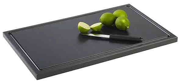 Planche à découper APS -BAR-, 50 x 30 cm, hauteur : 2 cm, polyéthylène (HDPE), avec caniveau, pieds antidérapants, 93307