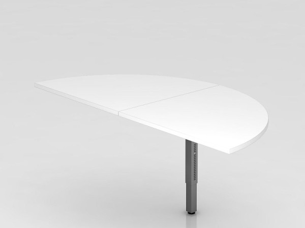 Hammerbacher table d'extension 2x quart de cercle/socle carré blanc/graphite, demi-cercle pour fixation sur un bureau, VRA160/W/G