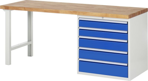 Etabli RAU série 7000 - modèle 7613, L2000 x P700 x H890 mm, base système L2000 x P650 x H850 mm, 03-7613A1-207B4M.11