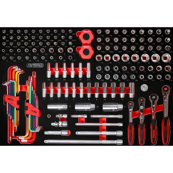 KS Tools PERFORMANCEplus jeu d'outils 156 pièces clé à douille 1/4'+3/8', 811.0156