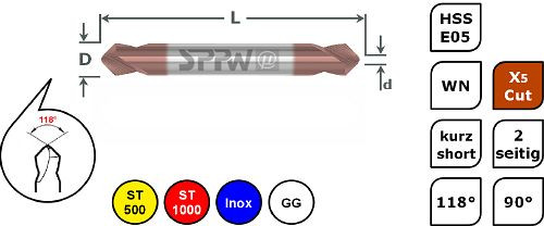 SPPW Duo-Mag HSS-E05 + X5Cut 90° WN L : 85 - Ø12.0x3.5, 1249071200