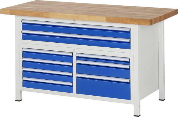 Etabli RAU série 8000 - modèle 8923, L1500 x P700 x H840-1040 mm, base système L1235 x P650 x H800-1000 mm, 03-8923A2-157B4H.11