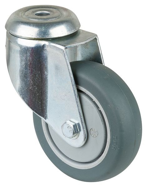 Roulettes BS Roulette pour appareils lourds, largeur de roue 30 mm, roue Ø 100 mm, capacité de charge 80 kg, bande de roulement en caoutchouc gris, roulement à billes, lot de 2, C101.A85.100