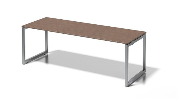 Bureau Bisley Cito, structure en O hauteur fixe 730 mm, H 19 x L 2200 x P 800 mm, noyer/argent, DOF2208WN355