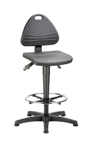 bimos Isitec avec patins et repose-pieds et mousse PU noire, hauteur d'assise 580-850 mm, 9613-2000