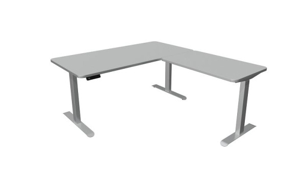 Table assis/debout Kerkmann, Move 3 Premium, L 1600 x P 800 mm avec élément rapporté, réglable en hauteur électriquement de 720 à 1210 mm, gris clair, 10332111