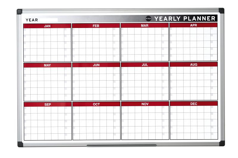 Agenda 12 mois Bi-Office Maya magnétique avec cadre en aluminium 90x60cm, GA0375170