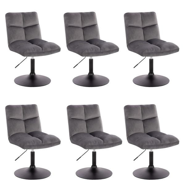 HOME DELUXE Lot de 6 chaises de poker rotatives ACE - velours gris clair, 50860