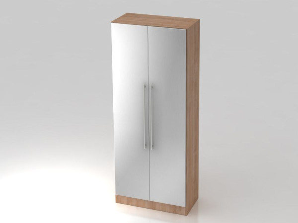Armoire Hammerbacher 5OH, poignée de garde-corps du panneau de base noyer/argent, 80x42x200,4 cm (LxPxH), V7200/N/S/RE
