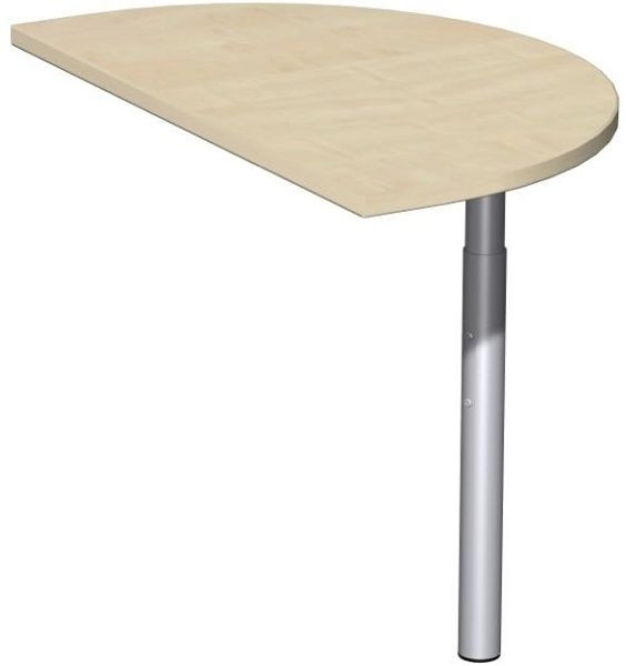 table d'appoint geramöbel semi-circulaire avec pied de support, matériel de liaison inclus, réglable en hauteur, 500x800x680-820, érable/argent, N-657006-AS