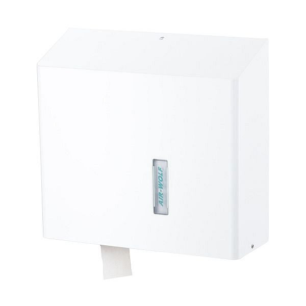 Distributeur à grand rouleau Air Wolf pouvant être rempli librement avec 1 grand rouleau, série Omega, H x L x P : 350 x 377 x 133 mm, acier inoxydable blanc, 29-437