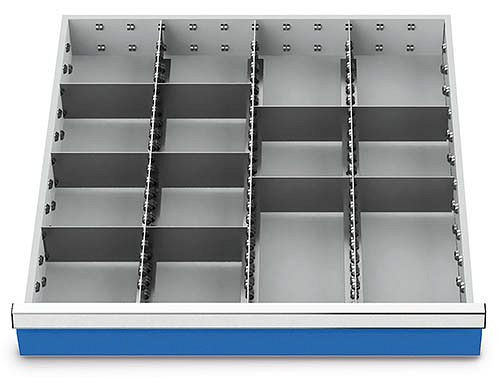 Insert de tiroir Bedrunka+Hirth, glissières de compartiment central série 700, avec 10 séparateurs, 138BLH100A