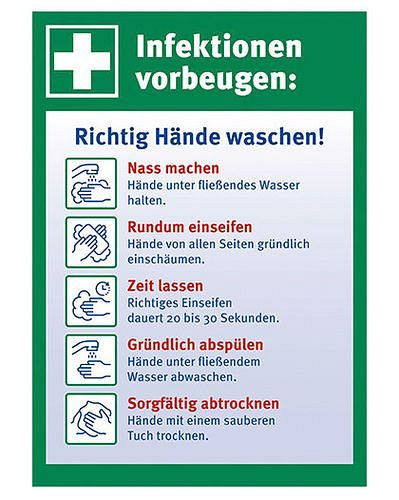 Notice DENIOS "Lavez-vous bien les mains", feuille 148 x 210 mm, 273-305