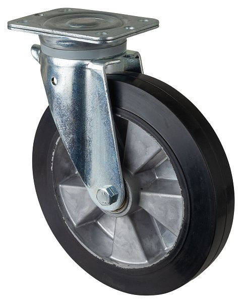 Roulette robuste BS Wheels, largeur de roue 50 mm, roue Ø 250 mm, capacité de charge 550 kg, bandages élastiques noirs, corps de roue en aluminium, roulements à billes, N100.B80.251