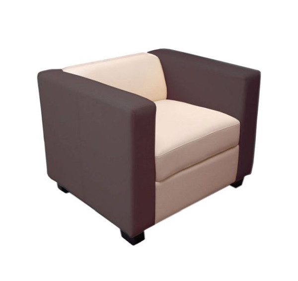Chaise longue Mendler Lille simili cuir crème/café, 14241+17386