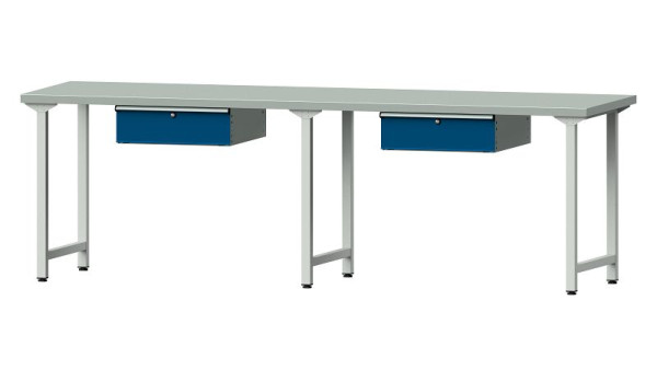 Bancs de travail ANKE table de travail, modèle 193, 2800 x 800 x 890 mm, RAL 7035/5010, ZBP 40 mm, 401.477
