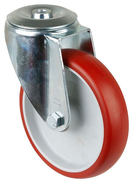 Rouleau de transport BS rollers, largeur de roue 35 mm, Ø roue 150 mm, capacité de charge 150 kg, bande de roulement polyuréthane rouge, corps de roue en plastique, roulement à rouleaux, L101.B31.150