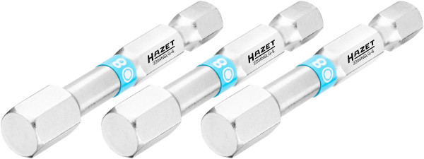 Embout Hazet, six pans plein 6,3 (1/4 pouce), profil à six pans creux, 8 mm, nombre d'outils : 3, version longue, ouverture de clé : 8 mm, 2204NSLG-8/3