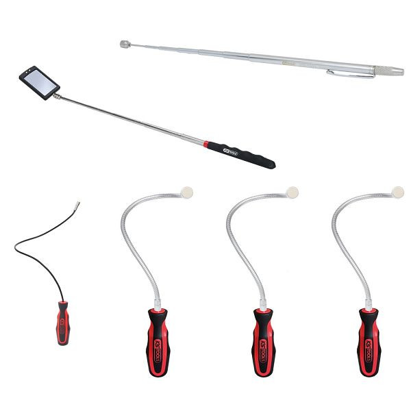 KS Tools Kit support magnétique flexible et télescopique et miroir d'inspection, 6 pièces, 550.1090
