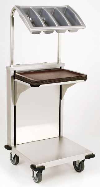 Distributeur de plateaux Saro en acier inoxydable 304 + range-couverts TAB2, 452-1205