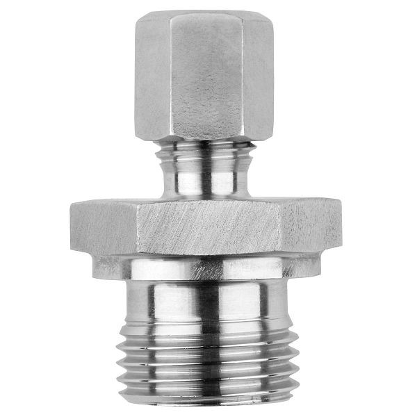 Raccord de tube JUMO, G1 / 4, 6.0mm, acier inoxydable 1.4571, bague de serrage en acier inoxydable, 600°C, 00080811