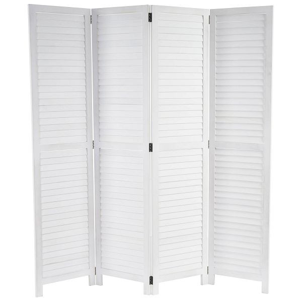 Mendler Paravent HWC-C30, écran de confidentialité pour cloison de séparation, look shabby vintage, 170x160cm, blanc, 45836