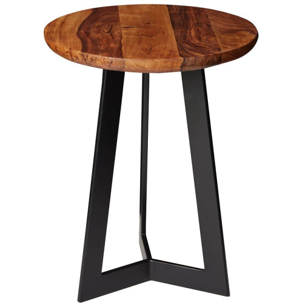Table d'appoint Wohnling 35 x 45 x 35 cm bois de sheesham métal, WL5.664