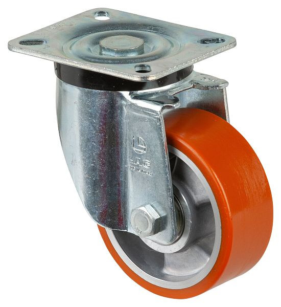 Roues BS Roulette robuste, largeur de roue 40 mm, Ø roue 100 mm, capacité de charge 280 kg, polyuréthane coulé 95 Shore A, aluminium, roulements à billes, N100.B90.102