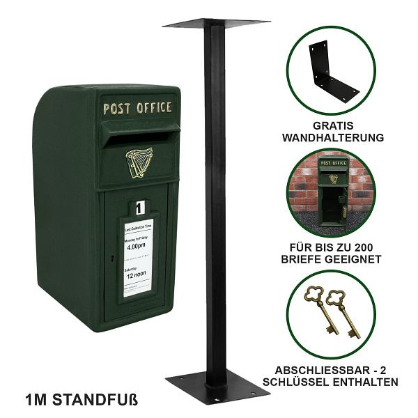 Boîte aux lettres Monster avec support au sol vert, 27893