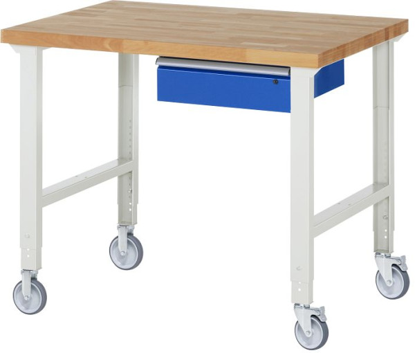 Etabli mobile RAU (réglable en hauteur) 7001A1, 1250x900x950-1000mm, 2 roulettes fixes et roulettes pivotantes chacune, 05-7001A1-129B4H22.11
