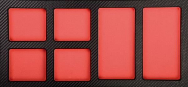 Plateau vide Projahn ProForm pour petites pièces avec 6 compartiments, surface en carbone, 5999-391