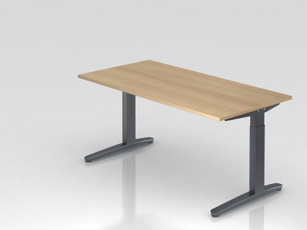 Bureau Hammerbacher pied C 160x80cm chêne/graphite, forme rectangulaire, VXB16/E/GG