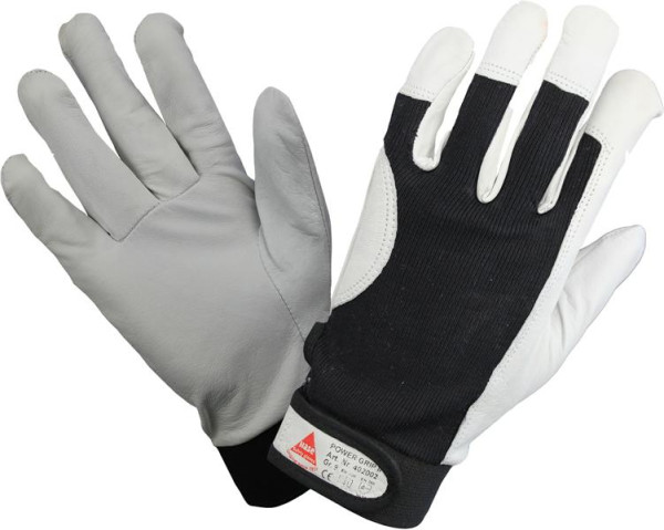 Hase Safety POWER GRIP II, gants de sécurité à 5 poignées en cuir nappa, taille : 12, UE : 10 paires, 402002-12