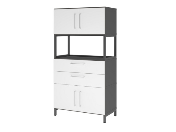 Armoire combinée Hammerbacher, 4OH, base, graphite/blanc, VFW48K7RU/G/W/BS