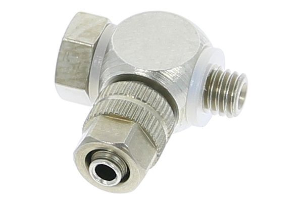 temporisateur A-WSH-4.3/3-M5-MSv, raccord à bague pivotante coudée - cylindrique, 1 voie avec vis banjo, UVC : 10 pièces, 01631517