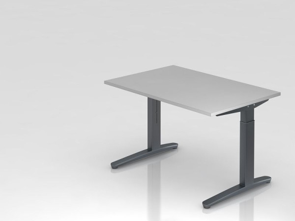 Bureau Hammerbacher pied C 120x80cm gris/graphite, forme rectangulaire, VXB12/5/GG