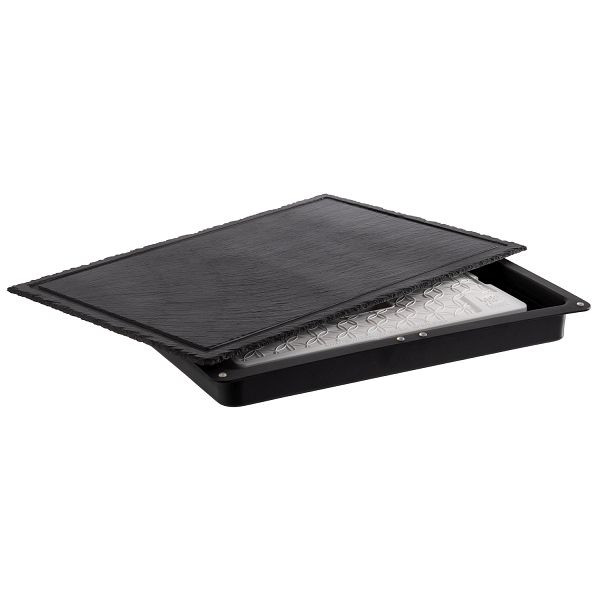 Glacière APS -SLATE-, 58 x 38 x 6,5 cm, set composé de : socle, polystyrène, 1 bloc réfrigérant (convient aux hottes GN 1/1, livraison sans hotte), 11645