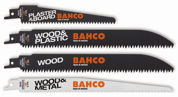 Jeu de lames de scie sabre Bahco pour bois + plastique (comprend 3940-228-6-SL, 3942-228-11-HSL, 3942-228-7-HSL, 3942-228-7-HSL, 3942-150-7-SL ) , 3942-ENSEMBLE-BOIS-5P