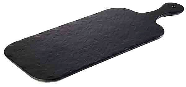 Plateau APS -SLATE ROCK-, 40 x 20 cm, hauteur : 1,5 cm, mélamine, noir, aspect ardoise, surface texturée, poignée : 13 cm, 84258