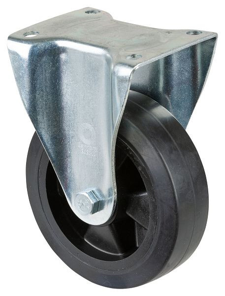 Roulette robuste BS Wheels, roulette fixe, largeur de roue 50 mm, Ø roue 160 mm, capacité de charge 250 kg, bandages élastiques noirs, plastique, roulement à rouleaux, N110.B60.160