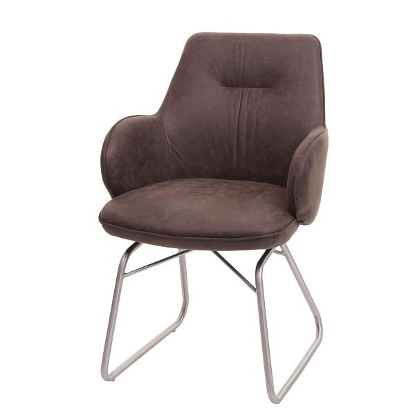 Chaise de salle à manger Mendler HWC-G72, chaise de cuisine, chaise à bascule, fonction à bascule tissu/textile acier inoxydable brossé, marron, 71921