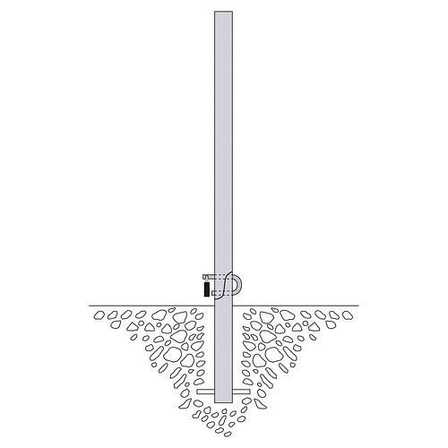 Poteau basculant Moravia, acier, pliable, galvanisé à chaud, à cheviller, hauteur 1000 mm, 310844