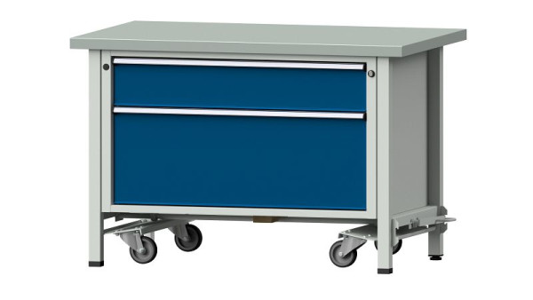 Établis ANKE Établi en caisson, modèle 15 VX, 1270 x 800 x 840 mm, RAL 7035/5010, ZBP 40 mm, 340.074