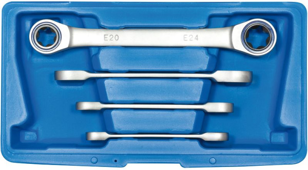 Jeu de clés à cliquet doubles SW-Stahl, profil E, E6-E24, 4 pièces, 03415L