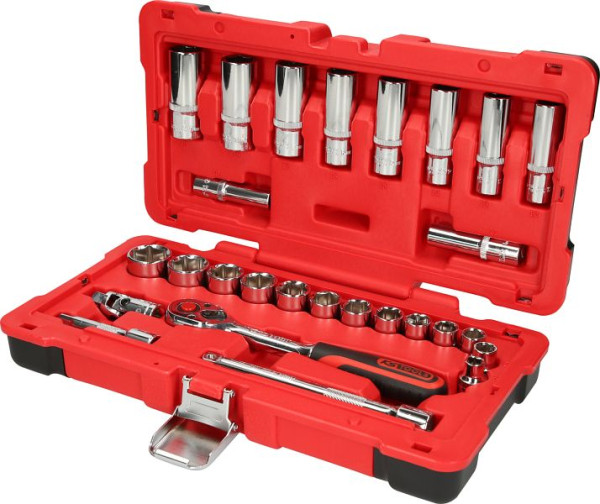 KS Tools Jeu de clés à douilles 3/8" CHROMEplus, 27 pièces, 958.0627