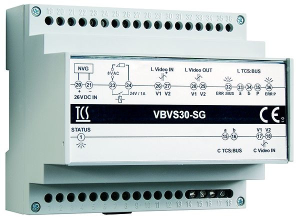 Unité d'alimentation et de contrôle TCS pour sous-systèmes vidéo sur 1 ligne, rail DIN 6 HP, VBVS30-SG