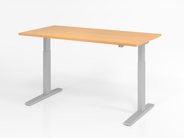 Bureau Hammerbacher XMKA16, 160 x 80 cm, plateau : hêtre, épaisseur 25 mm, chant épais en ABS, forme rectangulaire, VXMKA16/6/S
