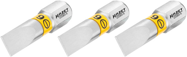 Embout Hazet, 6 pans plein 6,3 (1/4 pouce), profil fendu, 1 x 6 mm, nombre d'outils : 3, 2208N-9/3